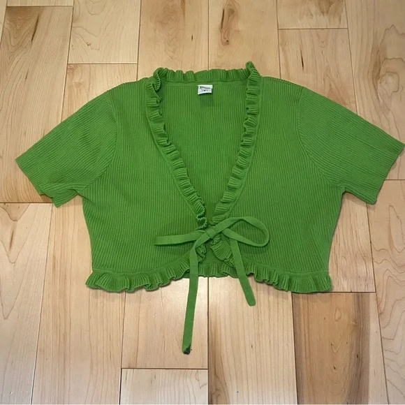 Green Ruffled Knit Top - Picture 1 of 6